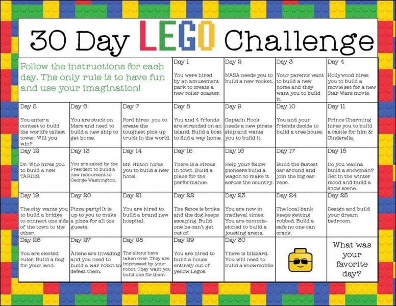 Image of Get creative with the 30 day Lego challenge!